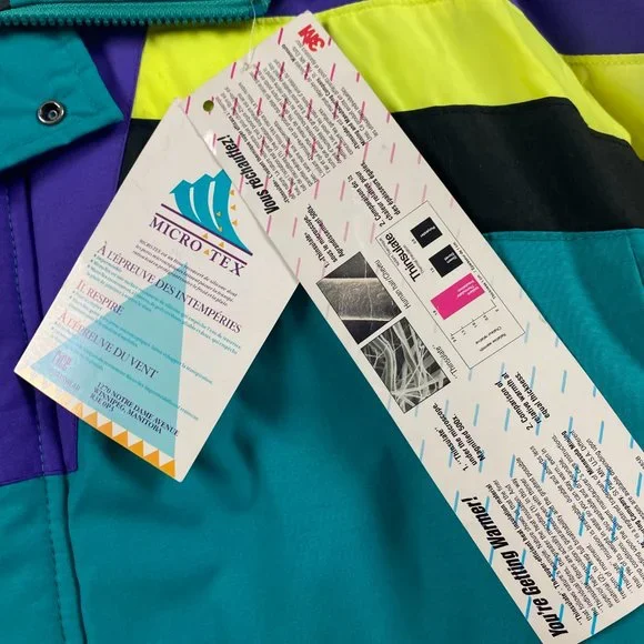 NWT 80s Vintage Rice Sportswear Action II Ski Jacket Mens 38 Color Block Green - Picture 6 of 16